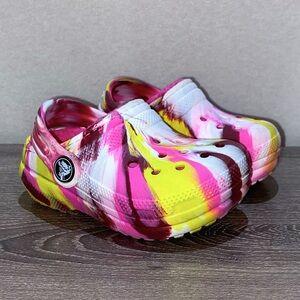 CROCS White Pink Tie Dye Swirl Soft Liner Toddler Size C5